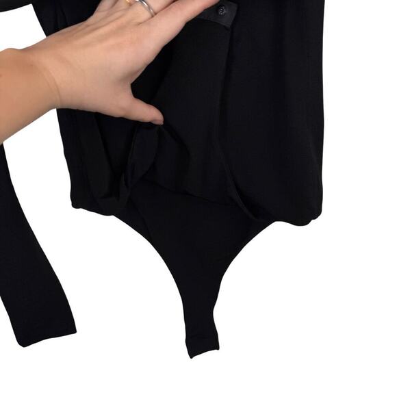 Khaite Cibo Twisted Off The Shoulder Ruched Cut Out Back Bodysuit Black Size XS - Picture 6 of 10